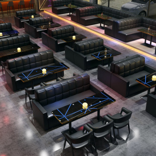 Customized Bar Sofa Booth, Cafe, Milk Tea Shop, Western Restaurant, Barbecue Hot Pot Restaurant Table and Chair Combination