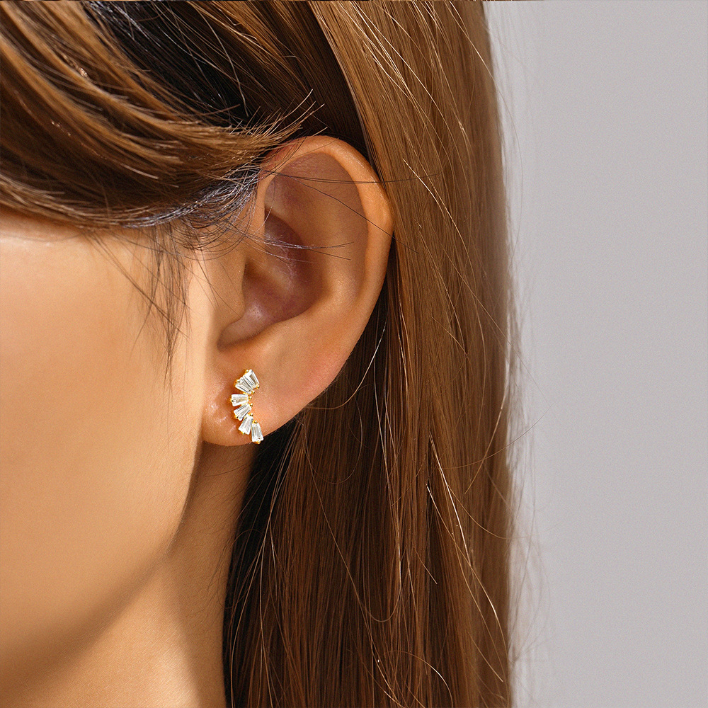 1 Piece Simple Style Flower Plating Sterling Silver Zircon Ear Studs display picture 43