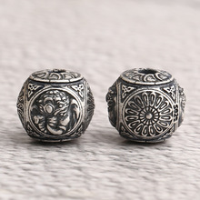 S925银 象神隔珠3D大象西藏风文玩水晶配饰手工diy挂件饰品配件