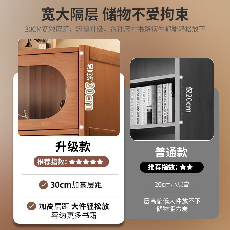 本棚収納ラック床置きリビングルームシンプルな収納キャビネット壁掛け寝室ディスプレイキャビネットドア収納防塵本棚|undefined