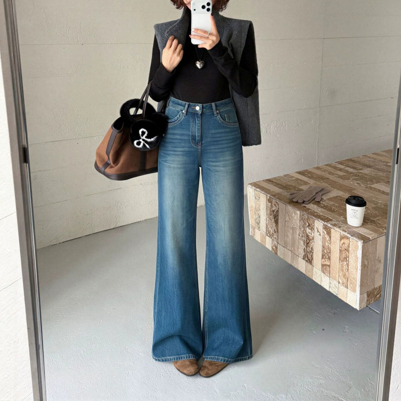 Best-selling model pants~Women's loose high-waisted straight-leg slimming flared jeans, new autumn 2026 collection