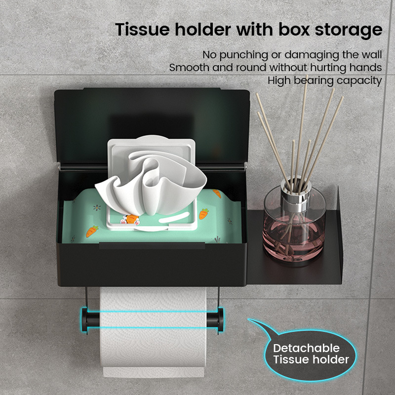 Soporte de pañuelos transfronterizo 304 soporte de papel higiénico sin agujeros de acero inoxidable caja de pañuelos de privacidad del baño soporte de papel enrollado caja de pañuelos húmedos