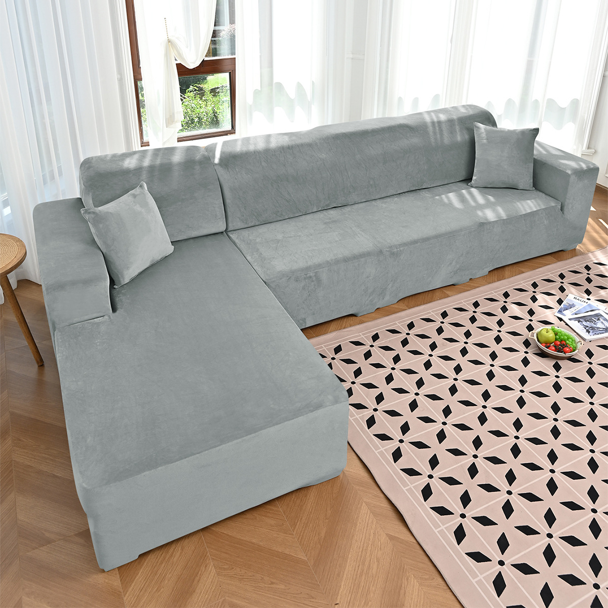 Transfronterizo al por mayor de color sólido elástico plata de zorro cubierta de sofá cubierta de sofá grueso universal cubierta de sofá antideslizante