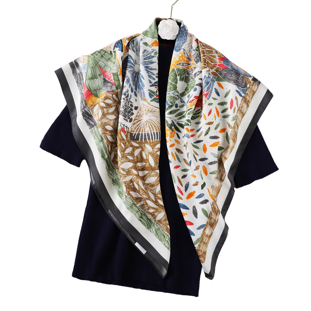 83g Weight Silk Scarf Classification Holiday, Street Occasion Twill Material Color Block Pattern Spring&Summer Season Women's Gender Elegant, Basic, Simple Style Style Women's Elegant Basic Simple Style Color Block Twill Silk Scarf 18