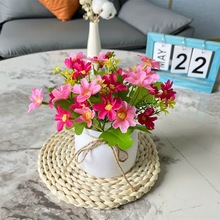 批发人造花小盆栽 仿真花套装 跳兰菊插花向日葵带盆家居装饰假花