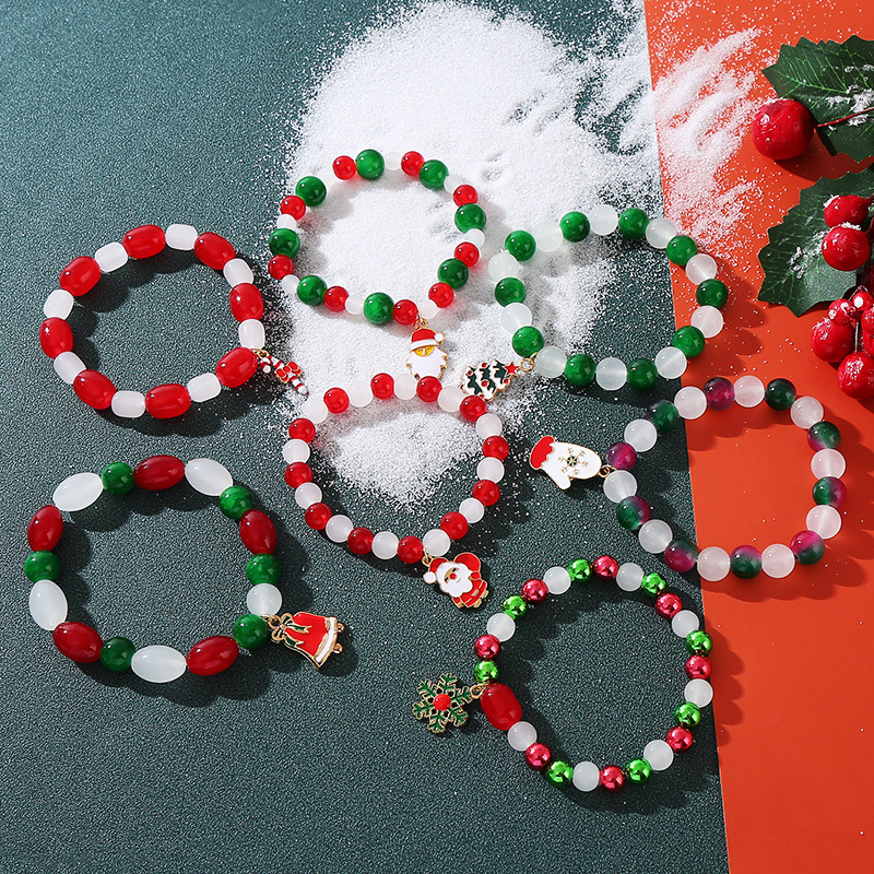 国境を越えたアマゾンクリスマス風ブレスレットアクセサリー水晶異性ビーズ女性手串クリスマスアクセサリー卸売り|undefined