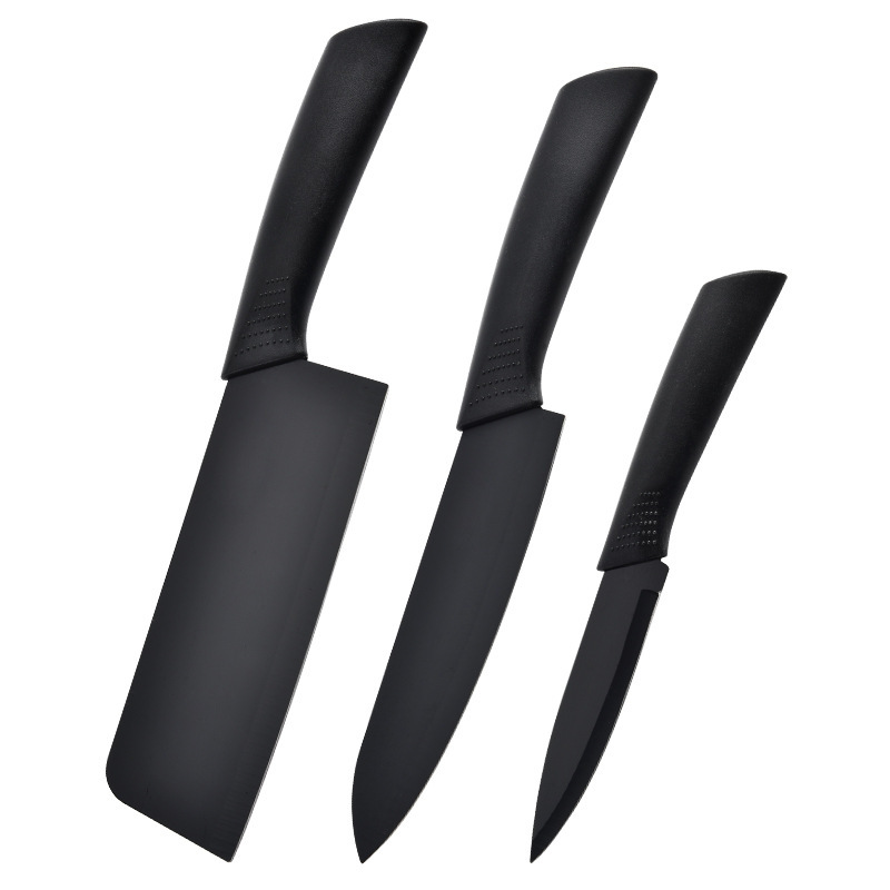 Juego de tres piezas de cuchillo de hoja negra (con juego de cuchillo)