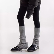 灰色袜套堆堆袜秋冬配鲨鱼裤女长款加厚小腿腿套保暖韩系针织毛线