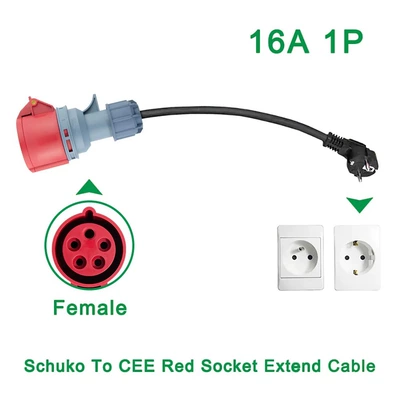 Electric Vehicle European Standard Plug to Cee Power Female Adapter 16A Three-Phase 11Kw Charger New Energy Charging (Elektrikli avtomobil şarj cihazları) - european-standard-plug