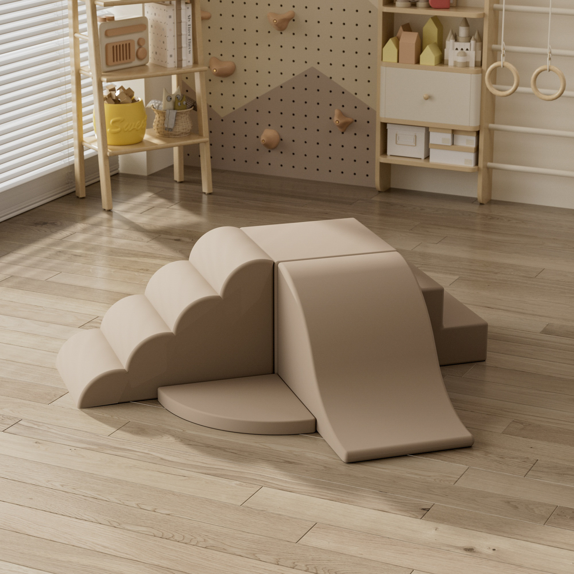 Centro de educación temprana al por mayor transfronterizo, combinación de escalada y deslizamiento de software, entrenamiento de integración sensorial para bebés, tobogán de bolsa suave para interiores para niños