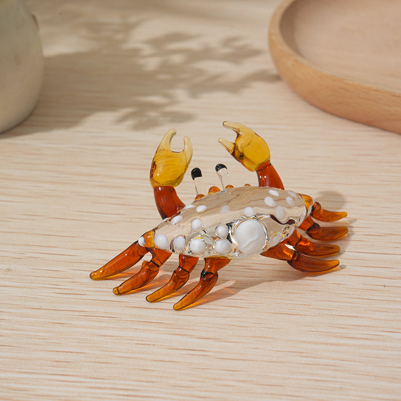 Handmade Glass Crab Ornament Unique Animal Decor