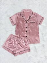 D 45891 Silk-like Short Sleeve Pajama Set ˿˯����װ