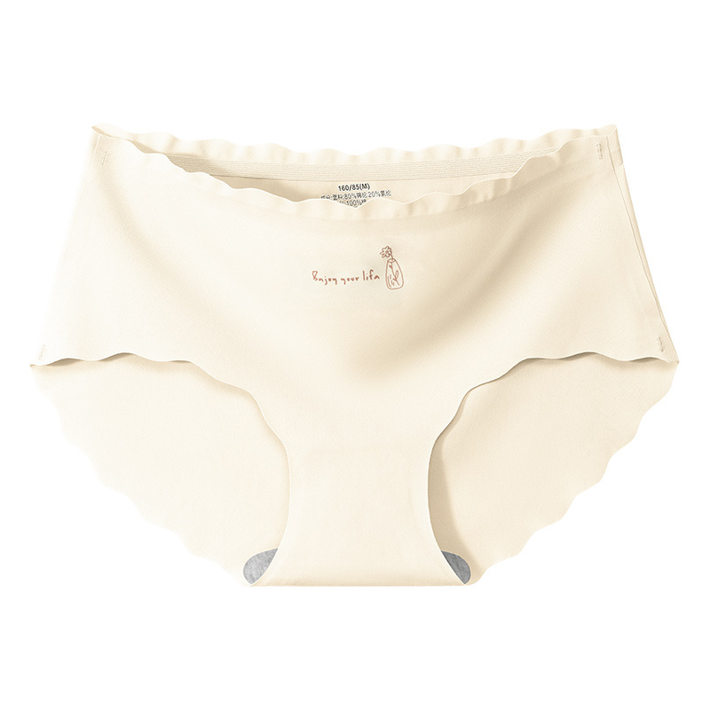 Hielo de seda sin costuras antibacteriano algodón entrepierna niña nueva cintura media verano pantalones finos transpirables bragas de mujer