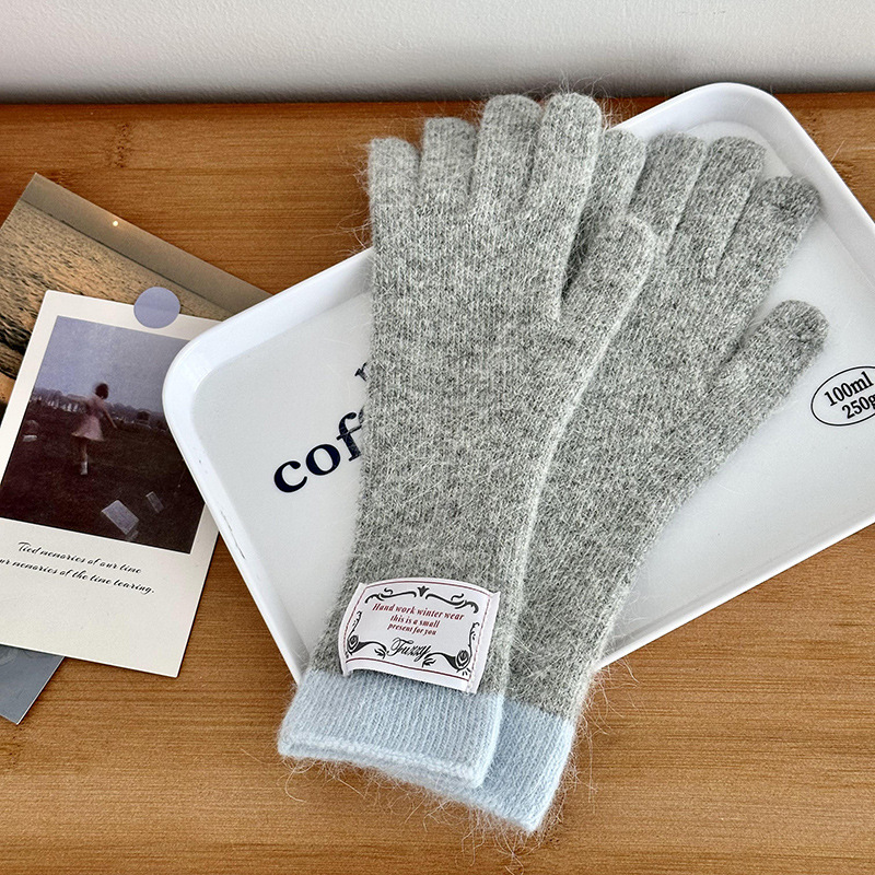 Guantes de bufandas en invierno 2025 nuevo bufandas de lana dulce pantalla táctil guantes de cuello de punto frío