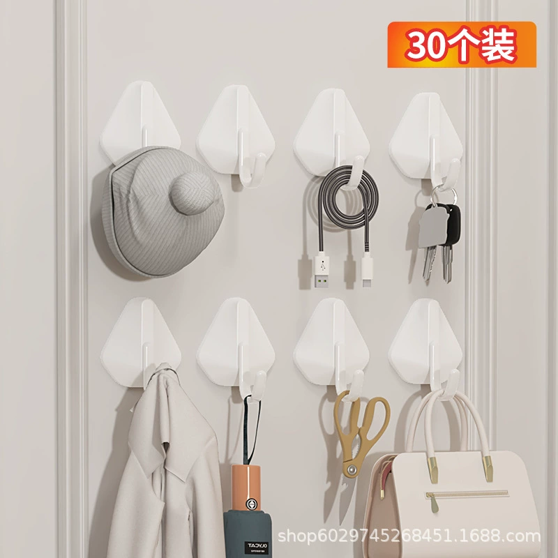 Многофункциональный крючок, прочный бесследный клей, несущий крючок без гвоздей, крючок без перфоратора, липкий крючок для кухни и ванной комнаты.