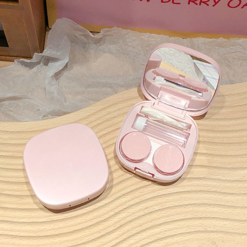コンタクトレンズケース、ポータブル、コンパクト、シンプルなコンタクトレンズケース、コンパニオンケアボックス、収納ボックス、ミラー付きホットスタンピングレーザー|undefined