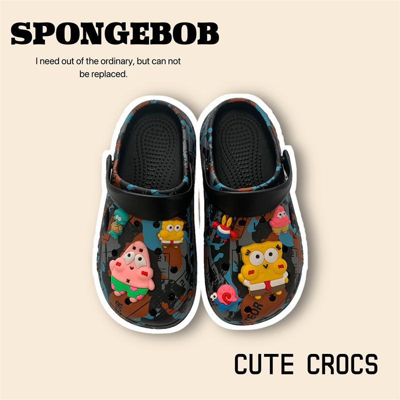 Pantuflas de estilo coreano con punta cerrada para mujer, ideales para uso en exteriores, nuevo modelo de verano 2026, zuecos de dibujos animados ultra suaves con suela gruesa antideslizante.