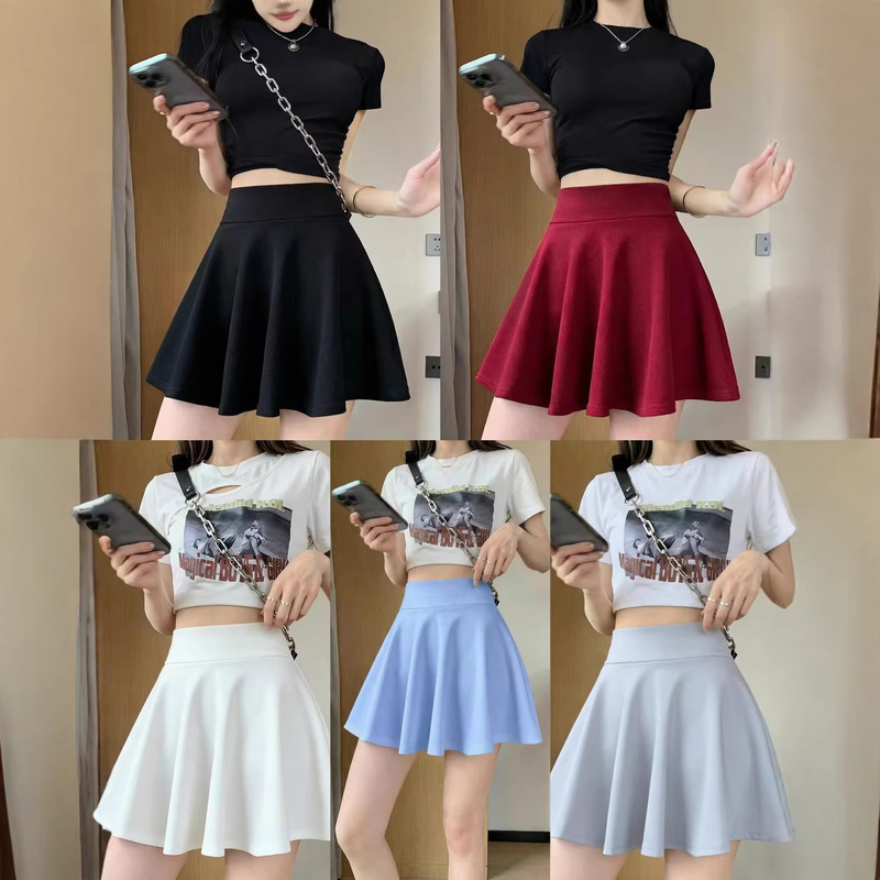 New Style Women's Slim-Fitting Versatile Skirt, Girls' Sports Anti-Exposure Pleated Skirt, Spring and Summer Fashionable Sun Skirt