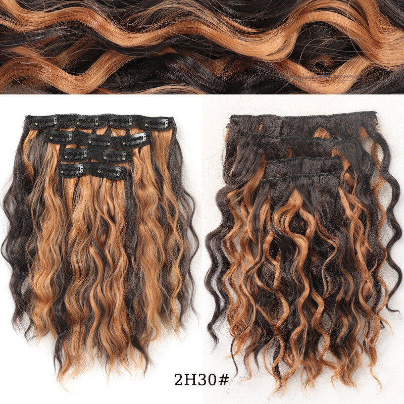 Extensii de păr sintetice cu clip ondulate efect undă_voghion.com