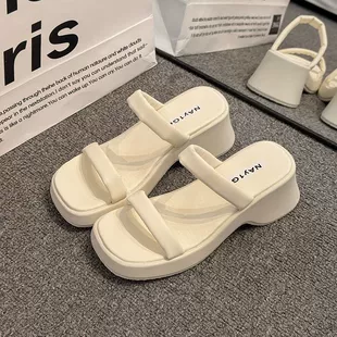 Высокие слайды, шлепанцы, обувь, модная в сочетании с юбкой, платформа