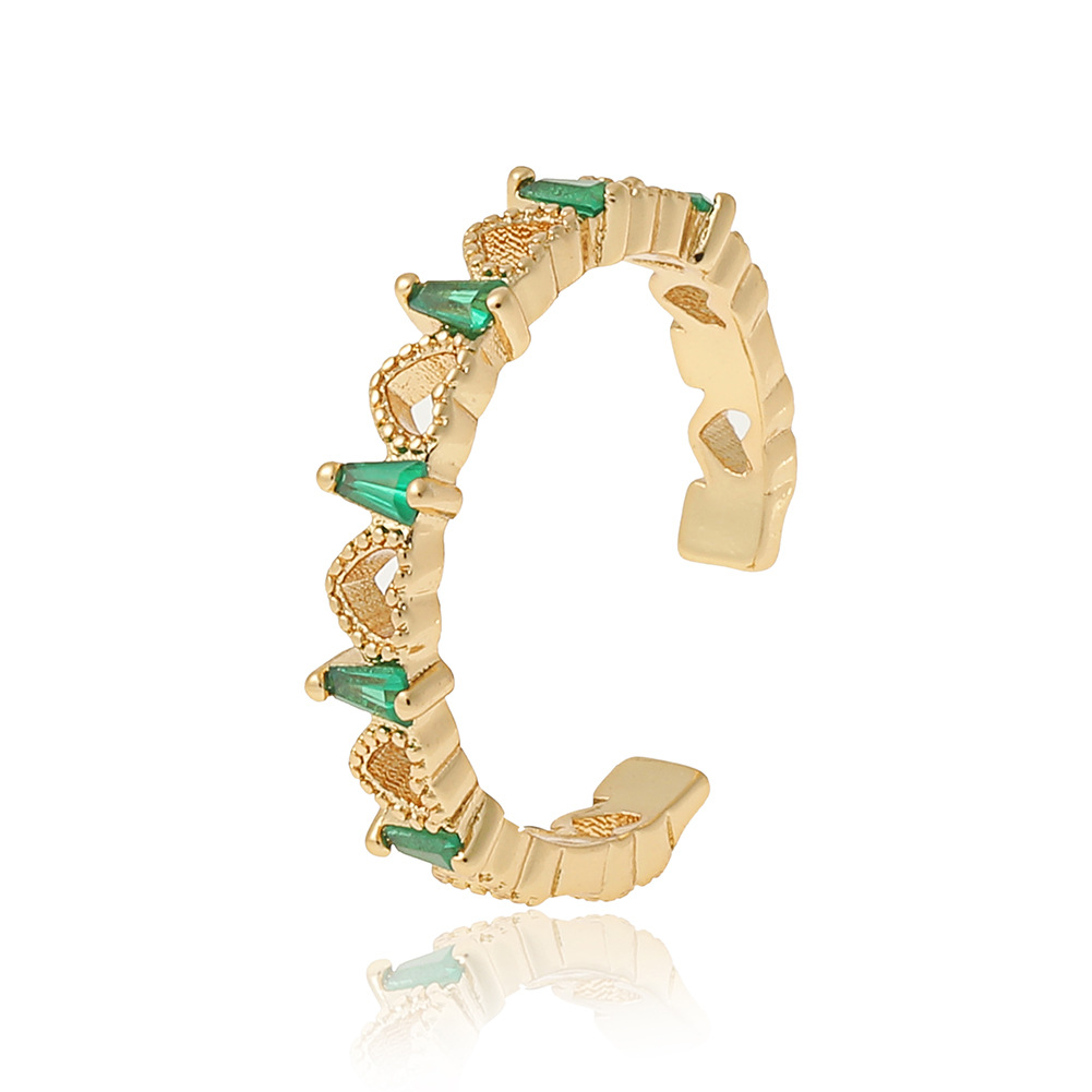 womenu0027s diamond open copper plated real gold heart-shaped tail ring