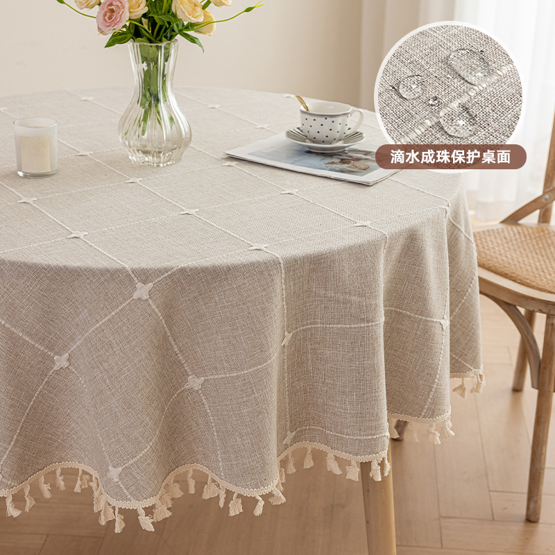 Cross-border foreign trade round tablecloth waterproof and dustproof coffee table cloth jacquard table cloth wear-resistant non-slip large round table tablecloth