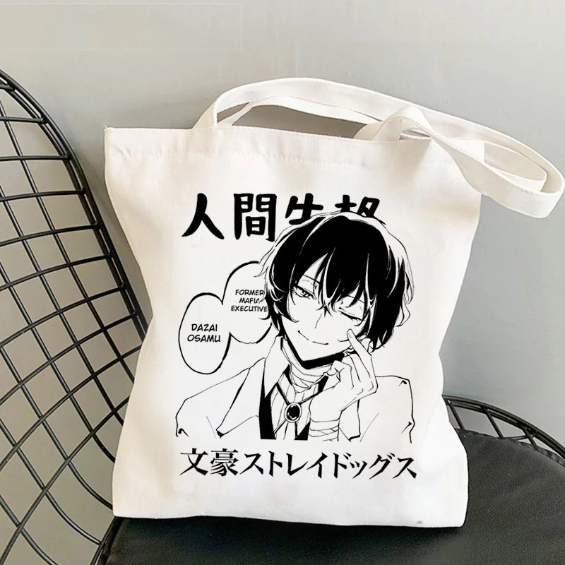 Comercio extranjero transfronterizo Bungou Stray Dogs impresión bolsa de lona Harajuku bolsa de hombro bolsa de moda bolsa de compras
