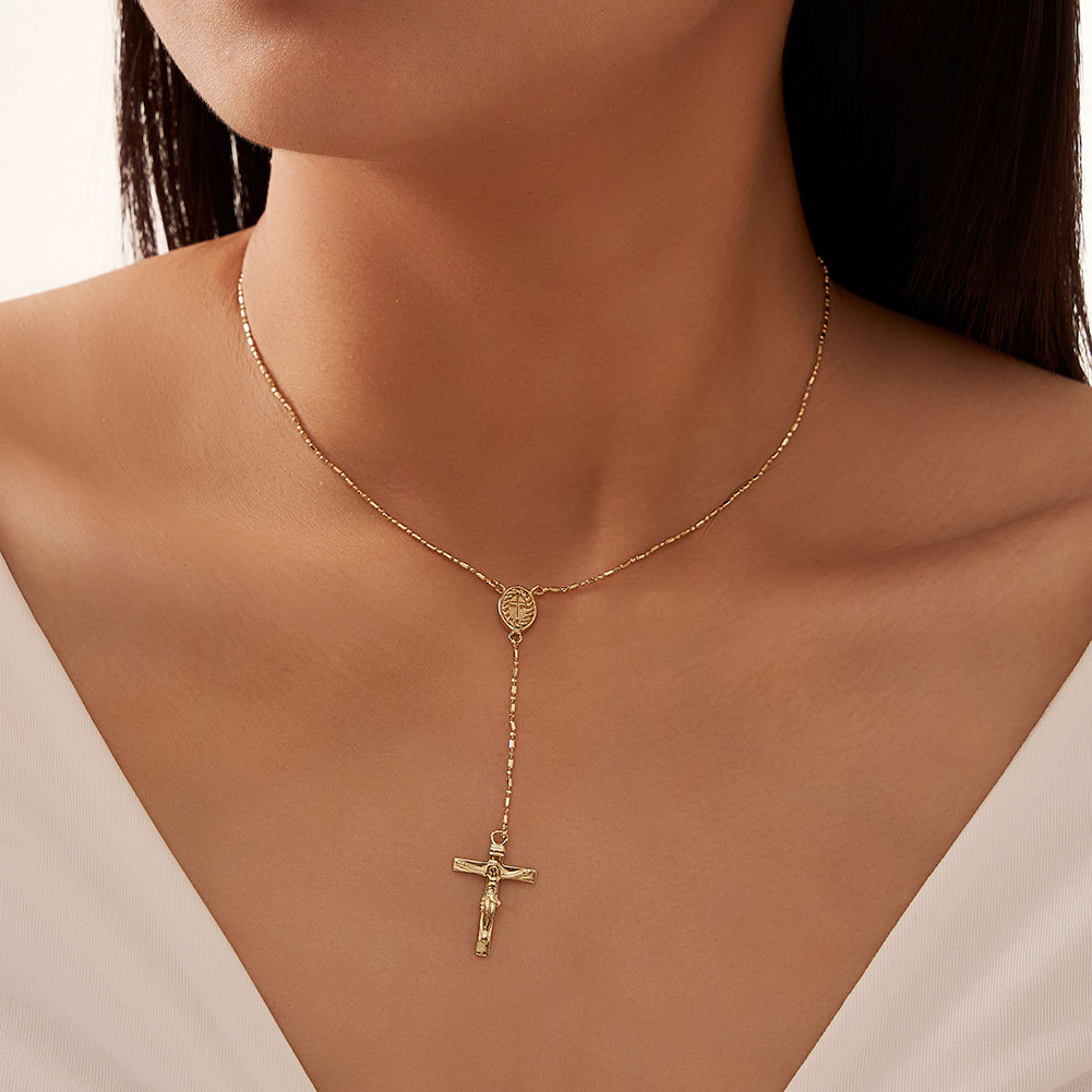 Stone-Free Inlay Material Pendant Necklace Classification 925 sterling silver Chain Material 925 Sterling Silver  Polishing Human Cross Pendant Necklace