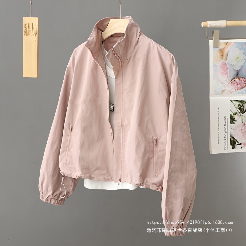 2026 Fresh and Loose Fashion Cardigan Top, Spring and Autumn Short Jacket, Versatile Solid Color Stand Collar Simple Jacket
