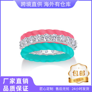 Cross-Border Best-Selling Fashion Moissanite Combination Stackable Index Finger Tail Ring S925 Sterling Silver Inlaid Moissanite Ring