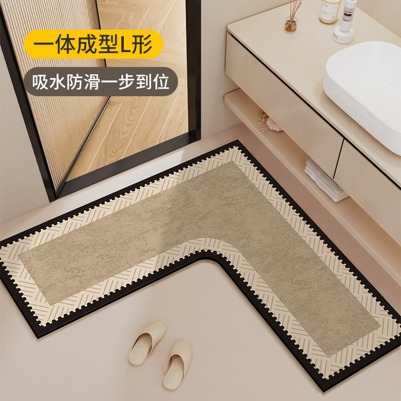In-Stock European-Style Light Luxury Minimalist Household Diatomaceous Earth Mat, Water-Absorbent Kitchen Floor Mat, Corner Bathroom Mat, Easy to Maintain, Wholesale