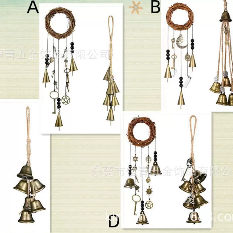 跨境Witch Bells 藤圈风铃门把手壁挂纪念风铃女巫铃铛祈福装饰铃