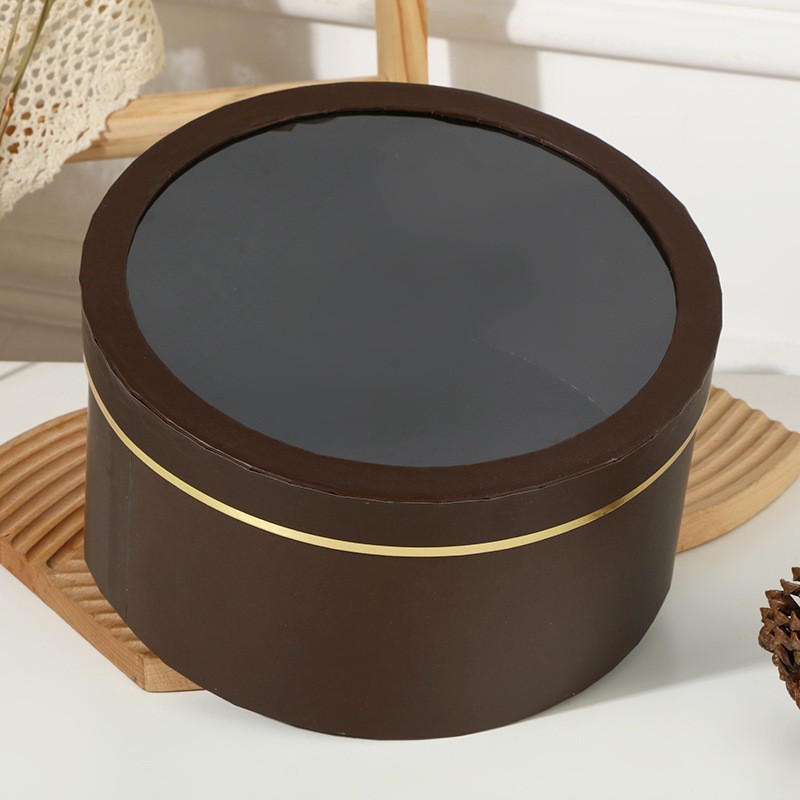 Caja de Regalo Redonda de Cristal para Flores, Caja Vacía para Frutas, Floristería, Ventana Transparente, Caja de Embalaje para Ramos de Boda con Asa