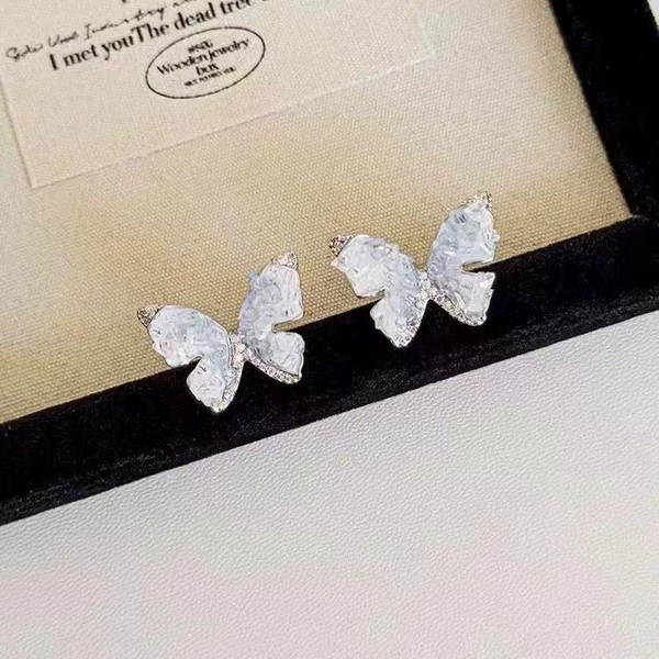 Blue Crystal Stone Butterfly Earrings
