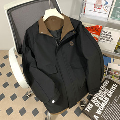 大码外套男春秋款潮流百搭立领上衣宽松加肥加大胖子男装飞行夹克
