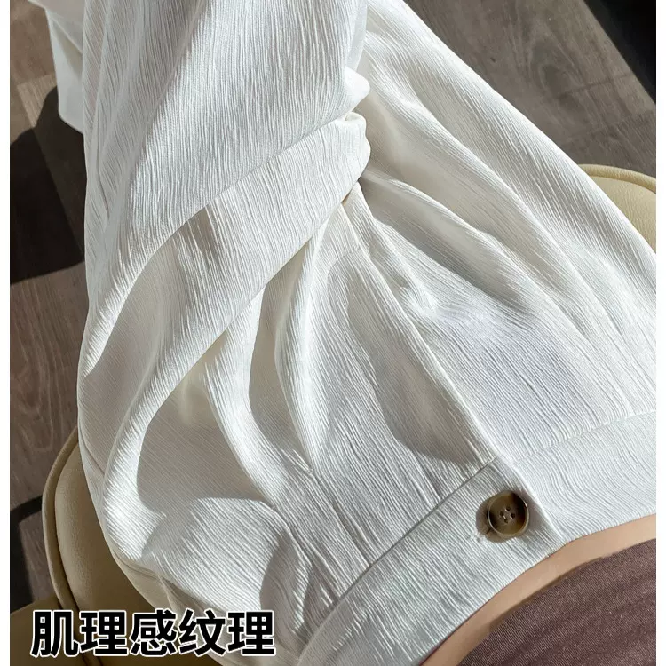 实拍现货2024夏季新款肌理感冰丝凉凉西装裤薄款高腰窄版阔腿裤女