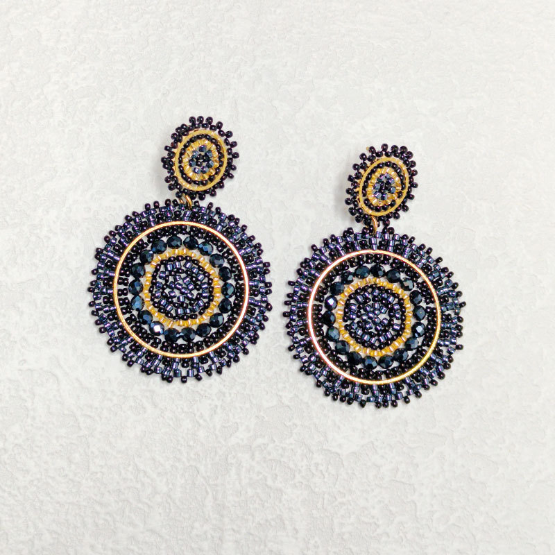 23g Weight 1 Pair Bohemian Classic Style Geometric Glass Drop Earrings