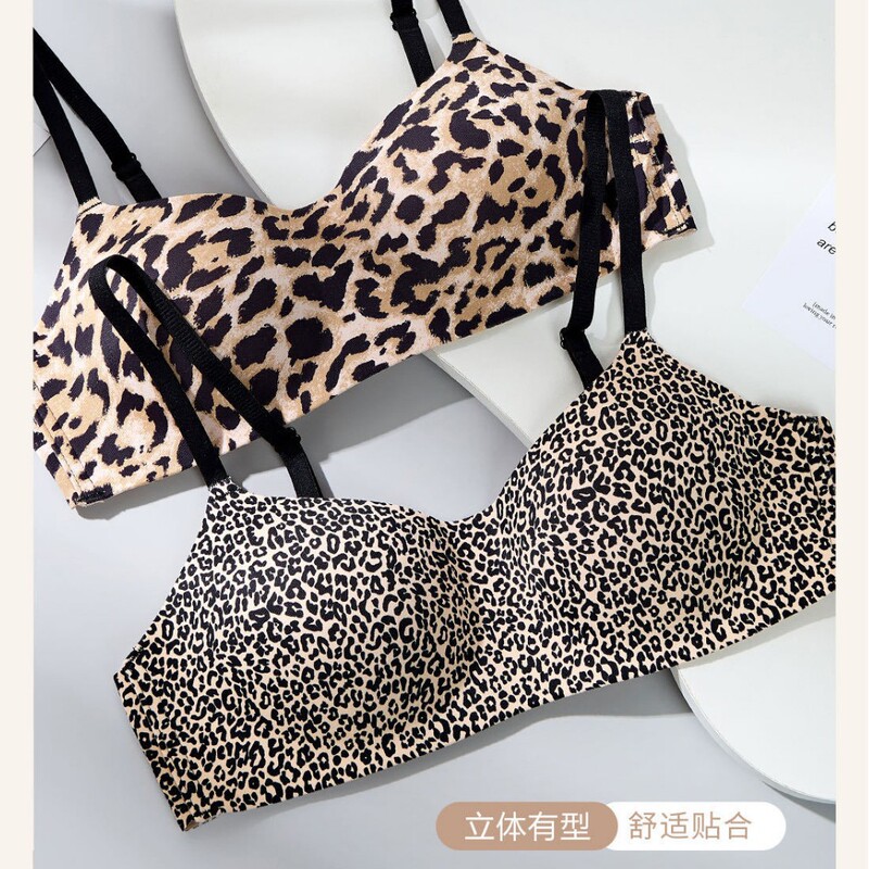 861 Original Sexy Leopard Print Seamless Breathable Intimates Women's Push-Up Fixed Cup No Rims Side Breast Bra