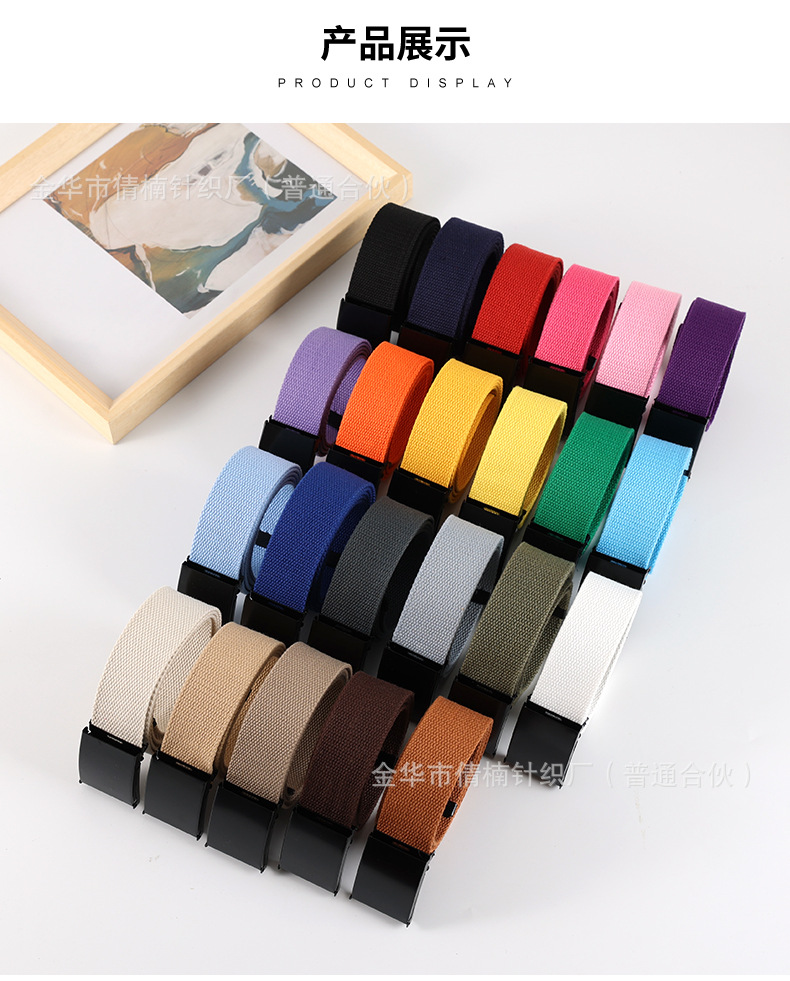 Cinturón unisex de lona y algodón con logo personalizado, estilo casual para estudiantes y negocios