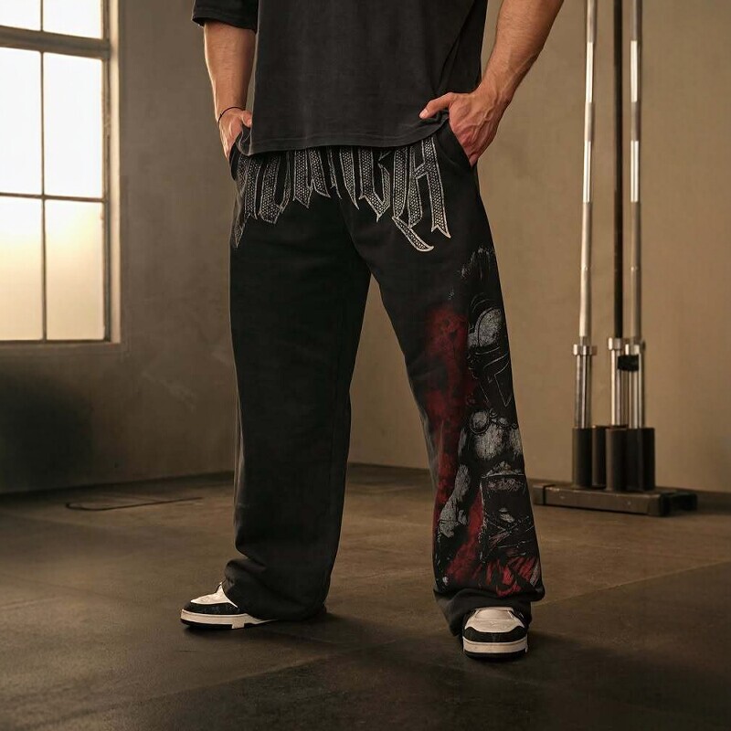 American-style trendy YOUNGLA fitness sports straight-leg pants, European and American jogging casual wide-leg terry cotton loose pants American-style trendy YOUNGLA fitness sports straight-leg pants, European and American jogging casual wide-leg terry cotton loose pants