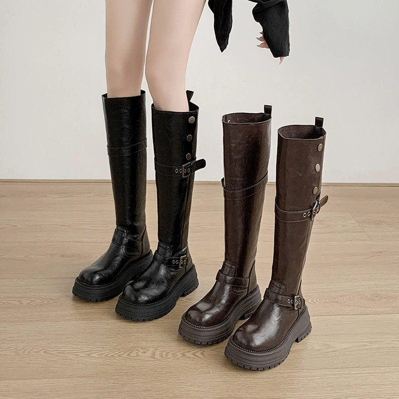 Dongya Danfeng сапоги женские толстые мм толстые ножки большие трубочки рыцарь сапоги высокие трубочки не колено сапоги большие размер женские сапоги