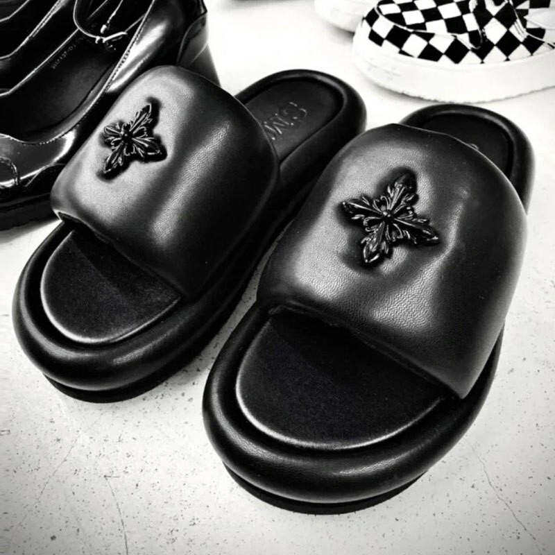 Spot SK Black Balloon Slippers Ni Ni Women's Outer Wear Leather Cloud Sense Women's S0003BB