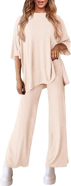 618g Weight Half Sleeve Sleeve Length Spandex, Polyester Fabric Type Pant Co-ord Set Sets Type 2 Pieces Set Quantity Daily Occasion Round Neck Neckline Loose Fit Type Solid Color Pattern Summer, Spring Season Women's Gender Casual Style Daily Women's Casual Solid Color Spandex Polyester Pant Co-ord Set Pants Sets 17