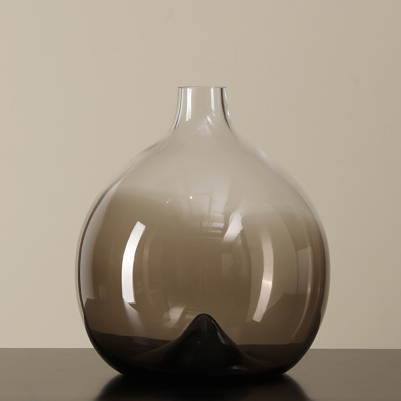 Big Belly Transparent Gradient Glass Vase Living Room Coffee Table Dining Table Desktop Decoration Creative Light Luxury Home Soft Decoration