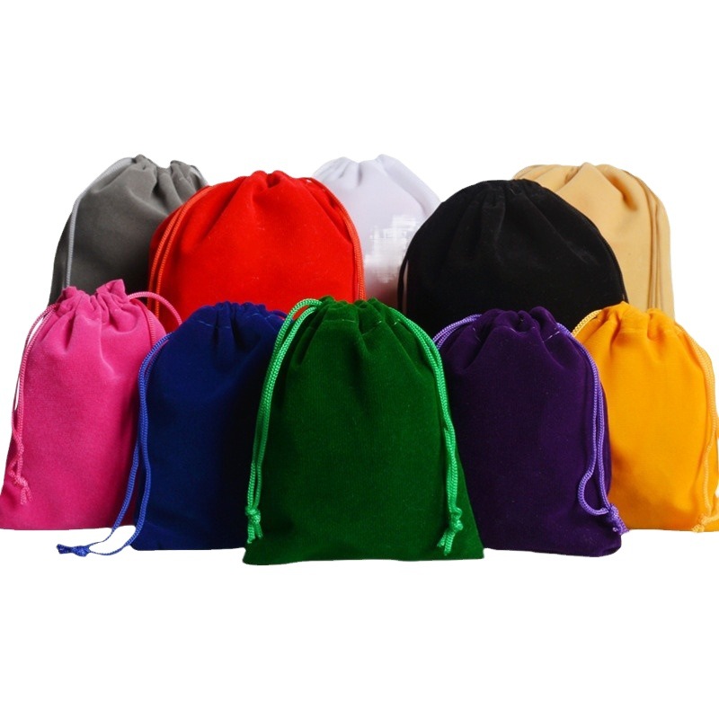 Al por mayor joyería negro joyería bolsa de joyería cosméticos embalaje franela cordón bolsillo auricular móvil bolsa de terciopelo