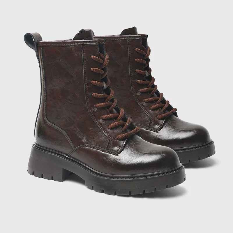 Кожаные сапоги Martin женские толстые подошвы 2024 новый бархатный утолщение зимой ретро английский стиль тощие сапоги 3311-1