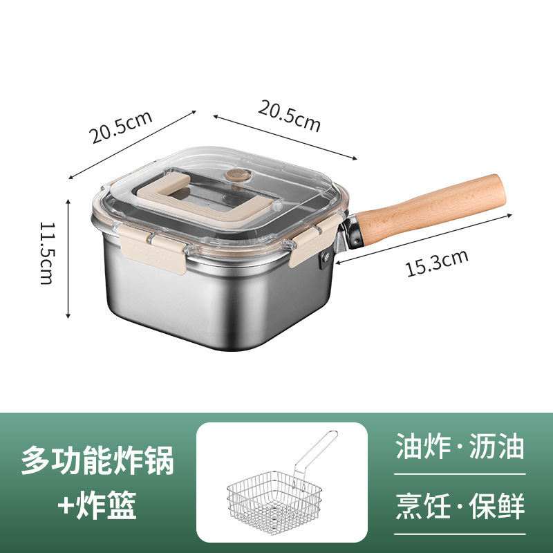 フライヤーステンレス鋼多機能家庭用屋外ポータブル角型フライヤー調理鍋フィルターオイルフィルター付きクロスボーダー|undefined