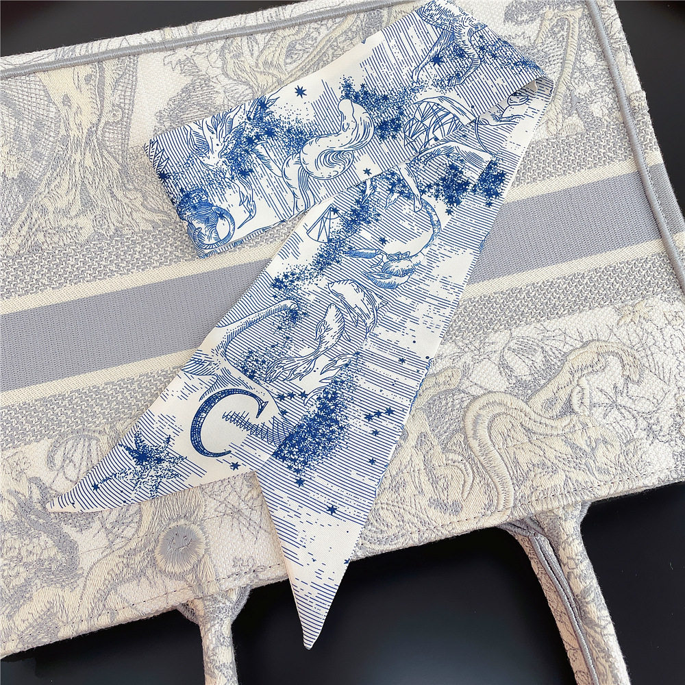 20g Weight Silk Scarf Classification Daily Occasion Silk Material Letter Pattern All Seasons Season Women'S Gender Printing Design Fashion Style Women's Fashion Letter Silk Printing Silk Scarves 33