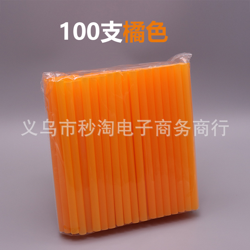 Punto de color desechable paja plana perla leche té paja gruesa hecha a mano diy11 * 210mm tubo recto de plástico