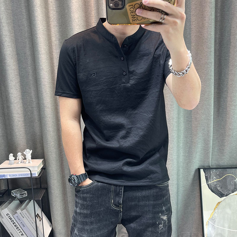 クロスボーダーメンズ Tシャツ夏の新作テンセル綿麻紳士服薄手メンズ半袖|undefined